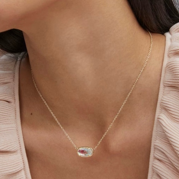 Kendra Scott Elisa Gold Necklace Dichroic Glass Pendant Iridescent + BONUS - Picture 11 of 12